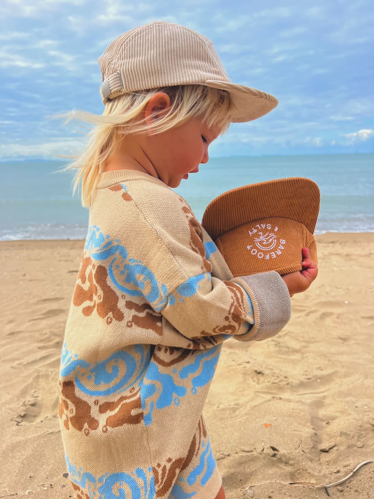Barefoot and Salty - Corduroy 5 Panel Cap (3 to 7 years) - Sunny Bliss