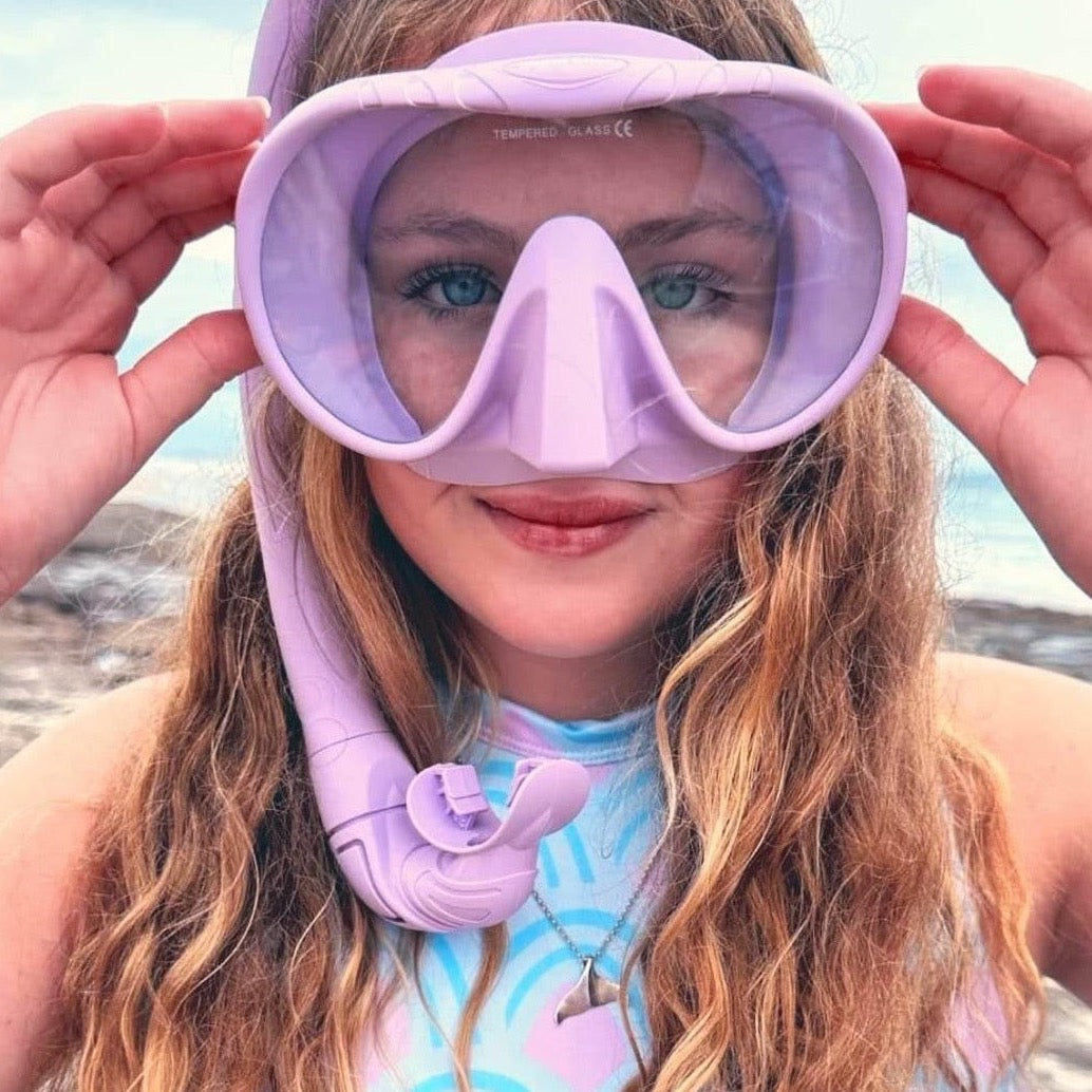 Silicone Pastel Snorkel Set - Lilac Purple - Sunny Bliss - Matching Fins Available - Australia