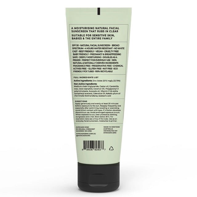 SPF 50 Natural Physical Sunscreen - Avocado Zinc