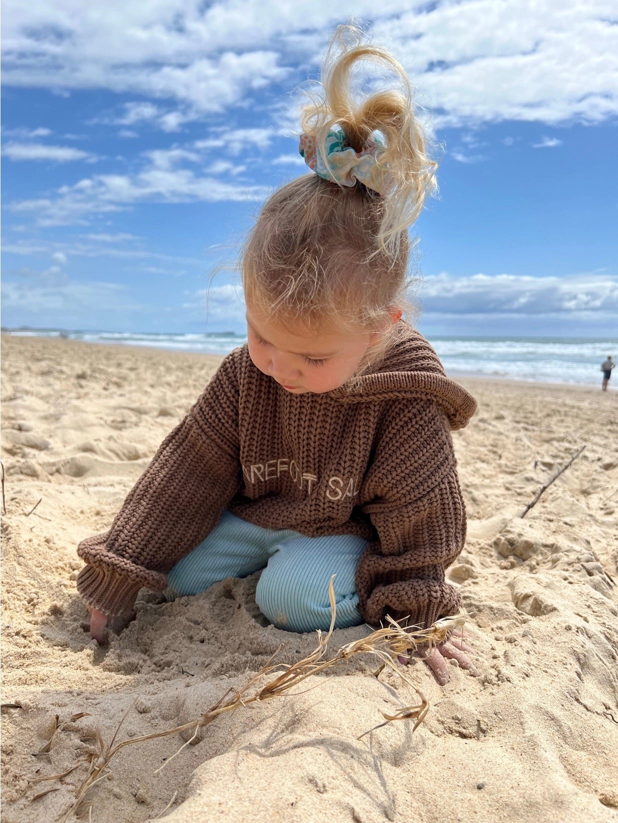 Barefoot and Salty - Wave Check Hooded Knit - Sunny Bliss