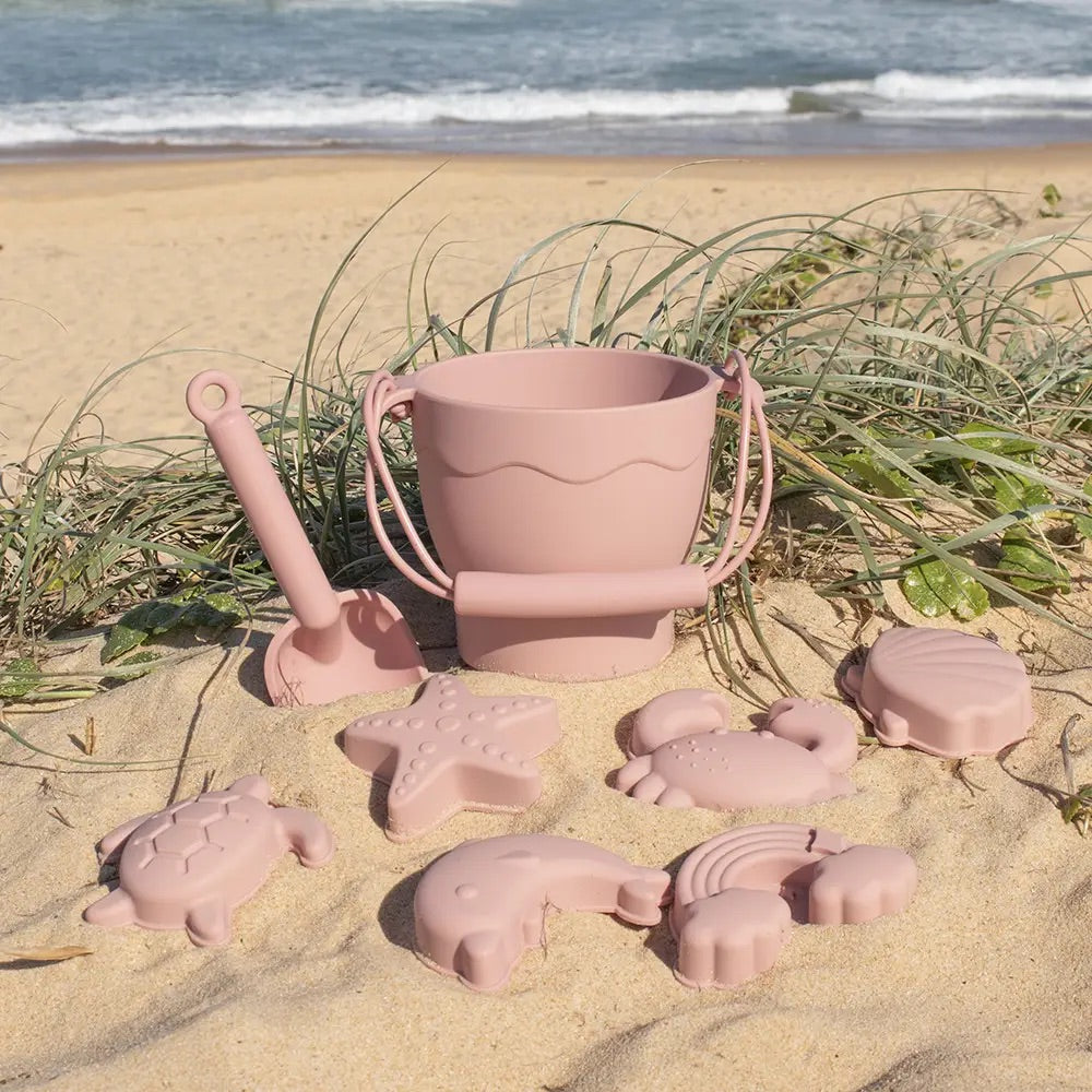 Living Textiles - Silicone 8pc Bucket & Spade Set – Rose - Sunny Bliss - Australia