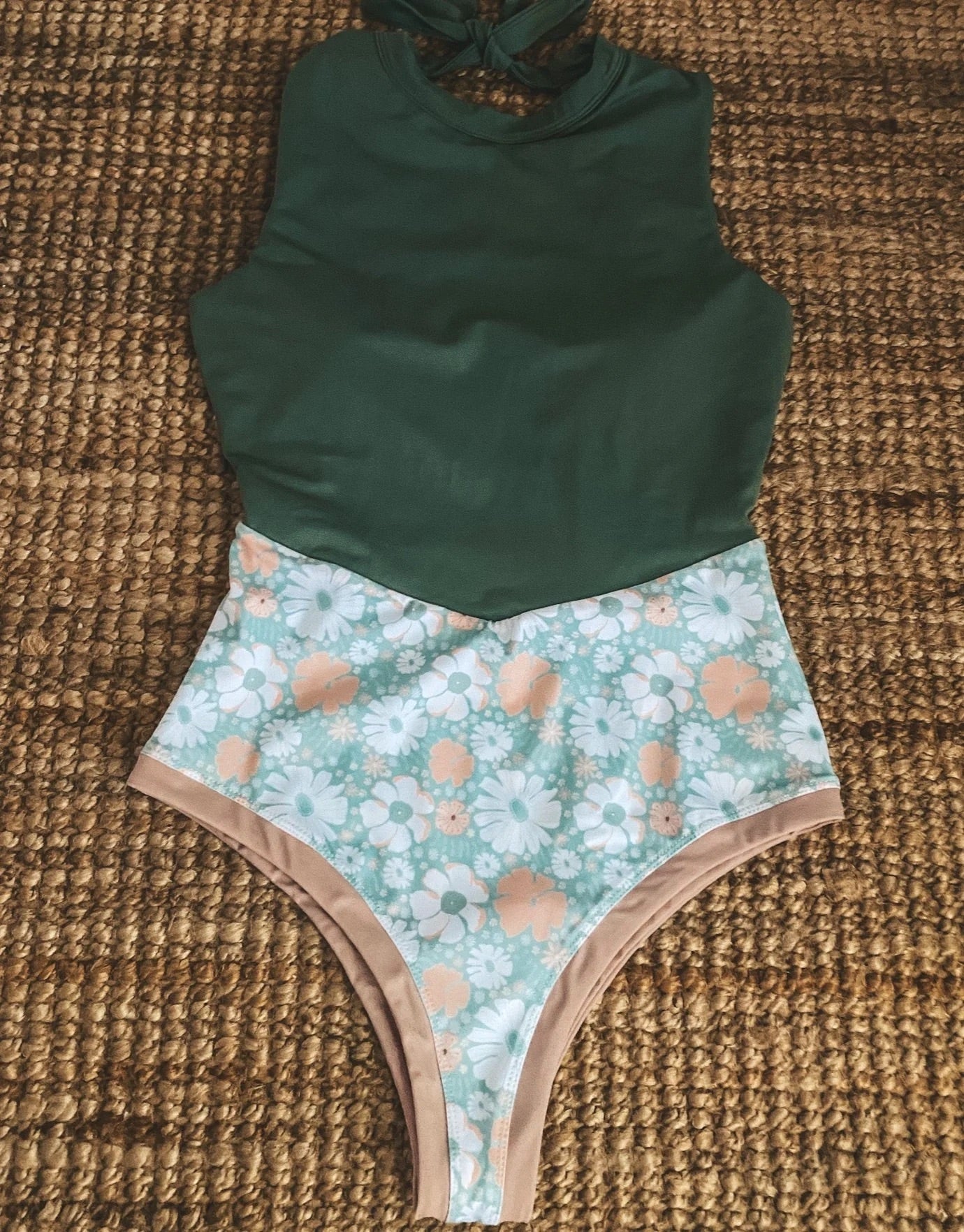 Ocean Flo 'Lobitos' Surf Suit (Cheeky) - Green Flower Power - Sunny Bliss - Australia