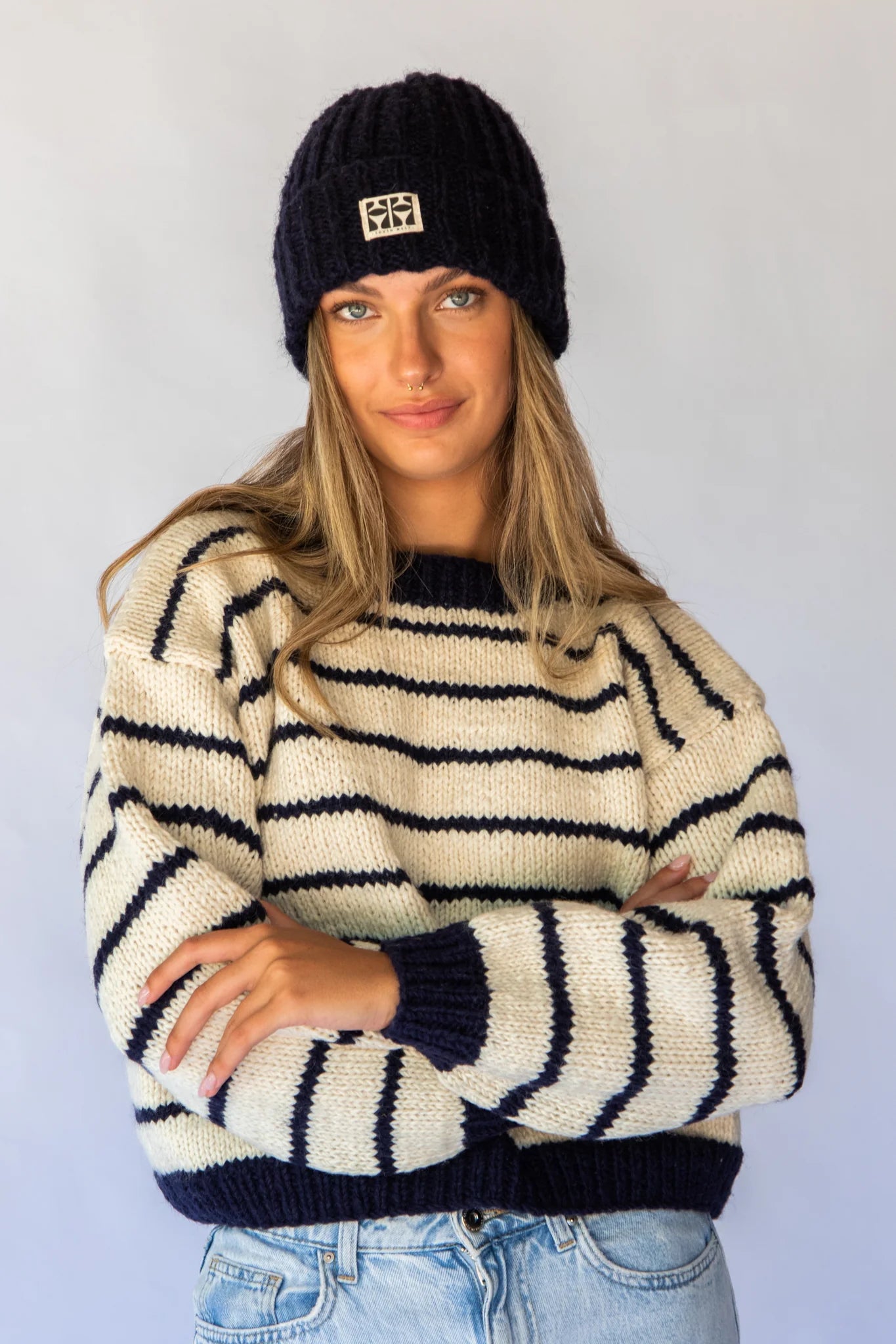 Hobo and Hatch - Arosa - Wool and Mohair Blend Beanie - Navy - Sunny Bliss - Australia