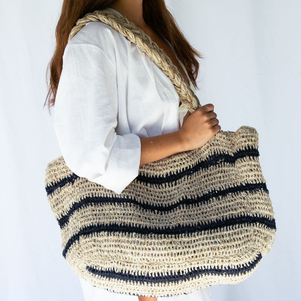 Hobo and Hatch - Elle Grande Tote - Hemp Bag - Stripe - Sunny Bliss - Australia