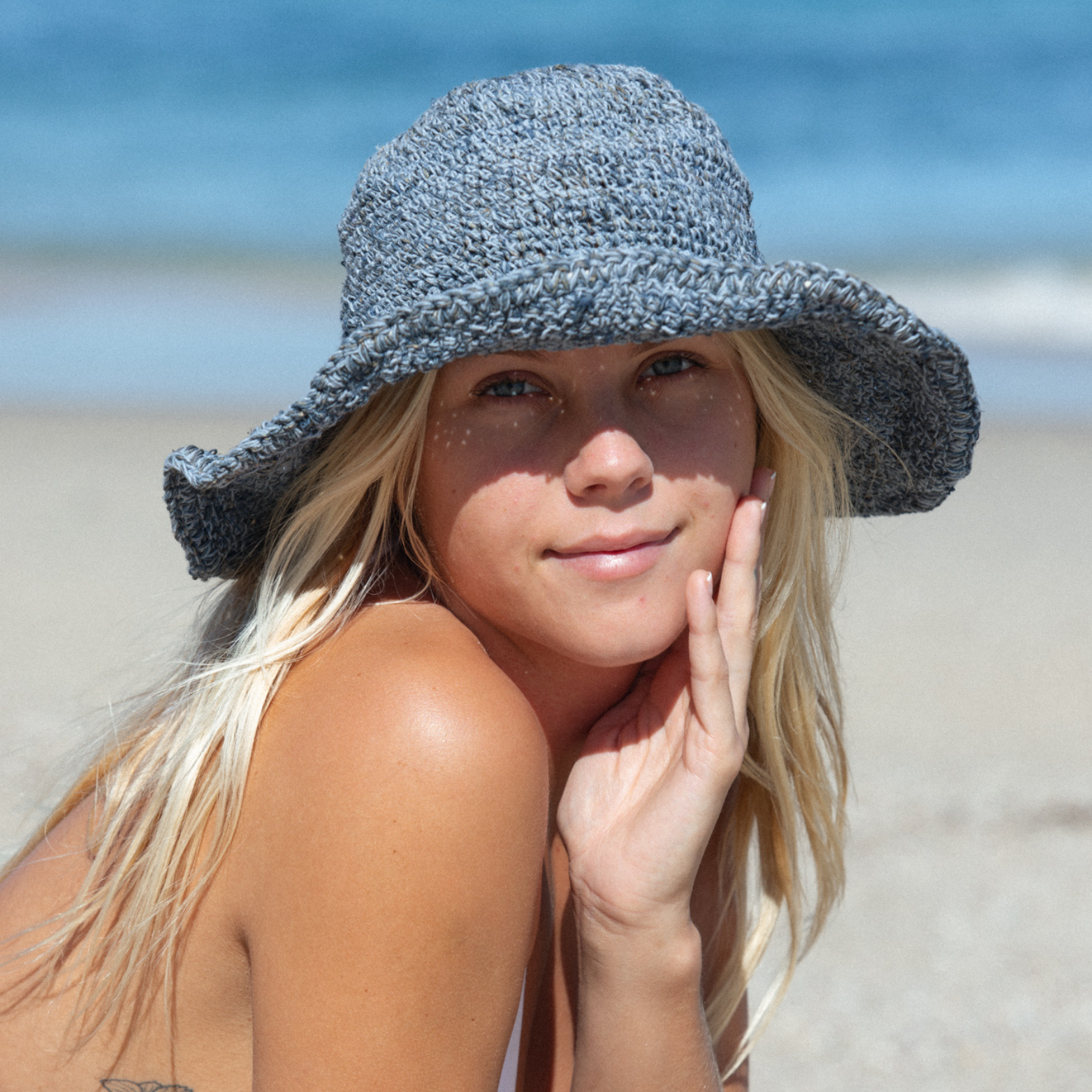 Hobo and Hatch - Polly Short Brim Hemp Hat - Denim - Sunny Bliss - Australia