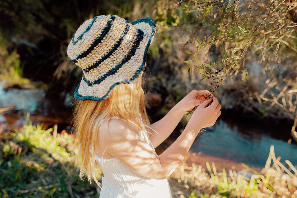 Hobo and Hatch - Kids Polly Hat - Hemp -Stripe - Sunny Bliss - Australia