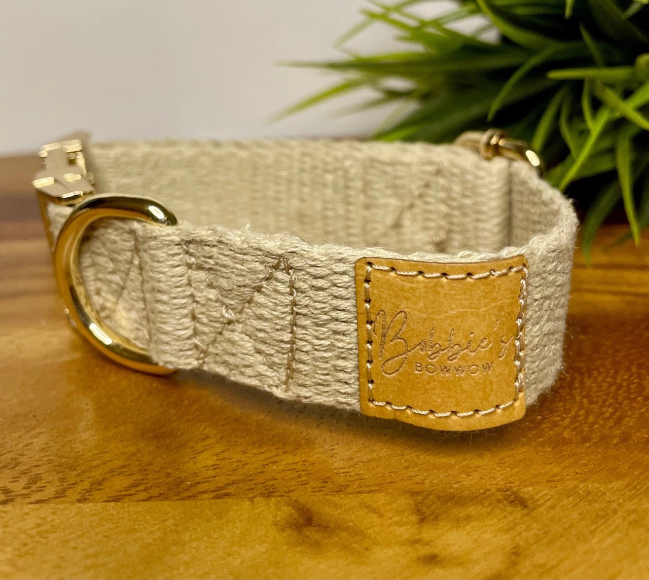 Bobbies Bowwow Natural Hemp Collar - Rose Gold - Sunny Bliss