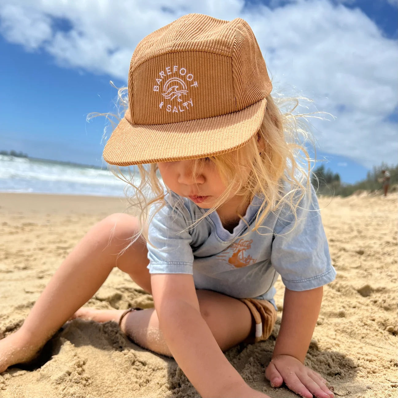 Barefoot and Salty - Corduroy 5 Panel Cap (6 months to 2 years) - Sunny Bliss