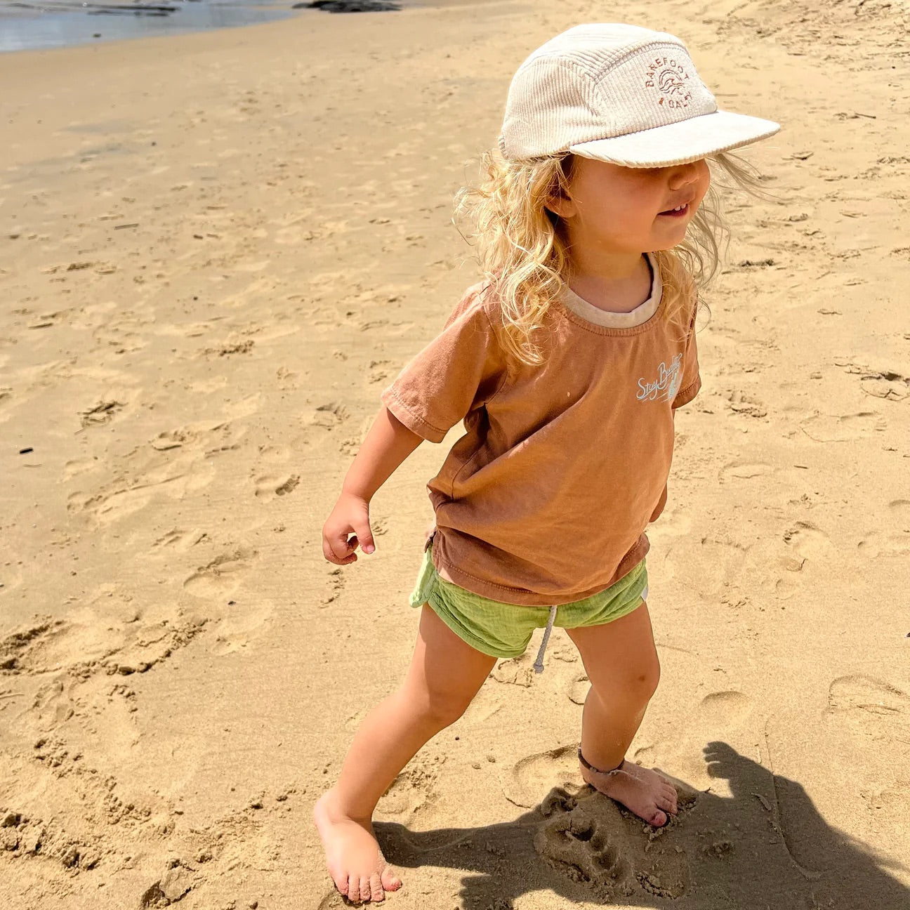 Barefoot and Salty - Corduroy 5 Panel Cap (6 months to 2 years) - Sunny Bliss