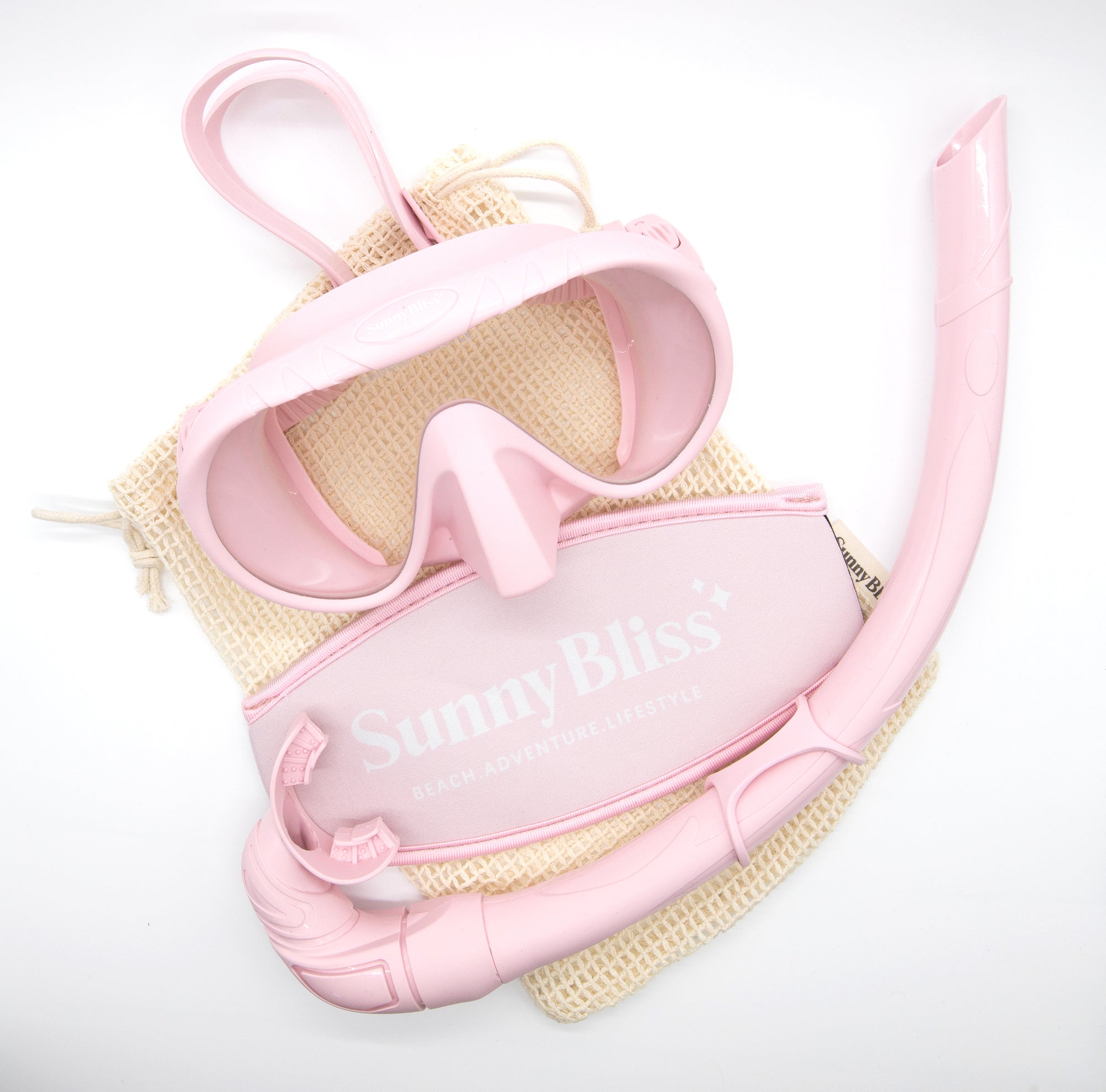 Silicone Pastel Snorkel Set - Pink - Sunny Bliss - Matching Fins Available - Australia